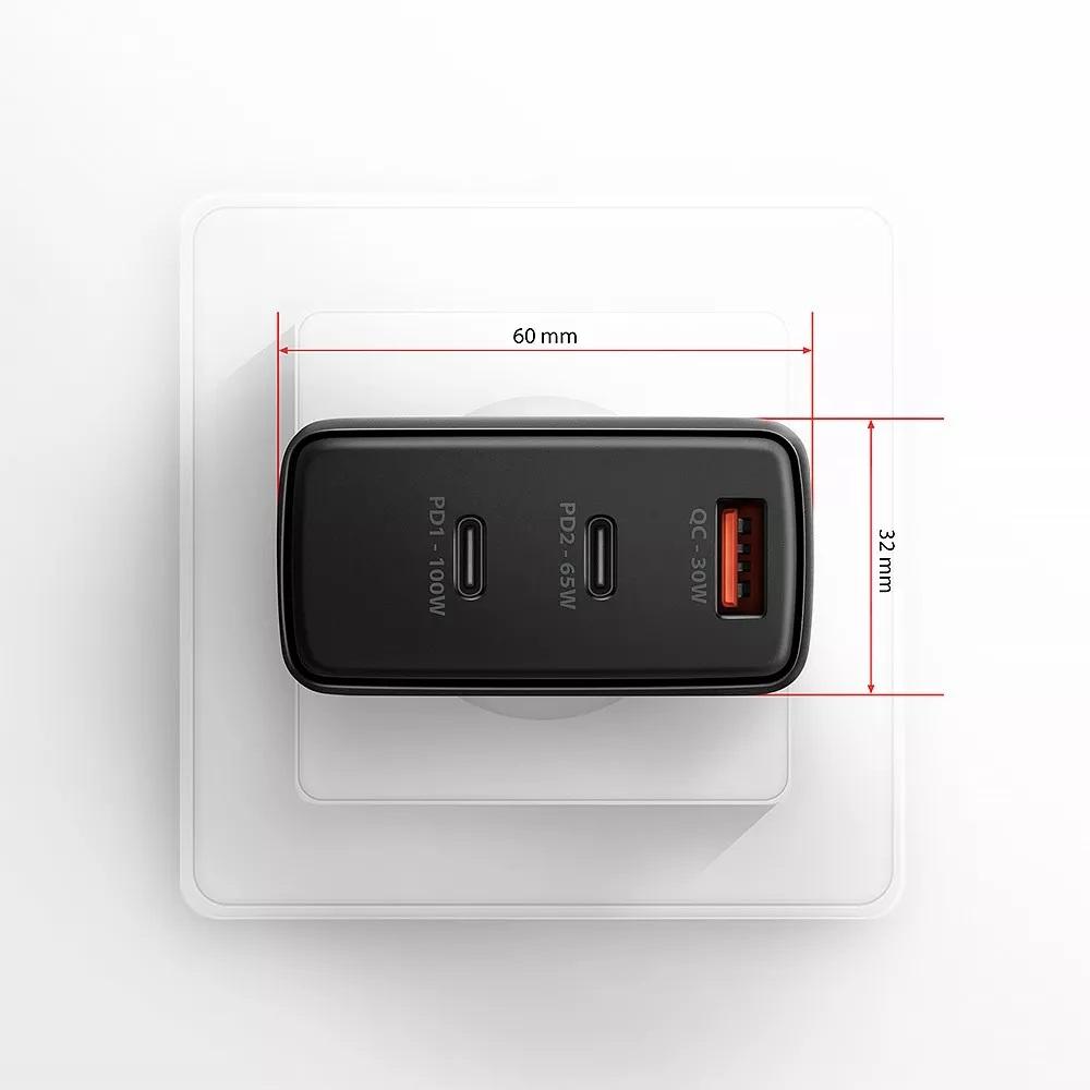 Ładowarka sieciowa GaN Axagon ACU-DPQ100 1xUSB-A + 2x USB-C 100W czarna - obrazek 6