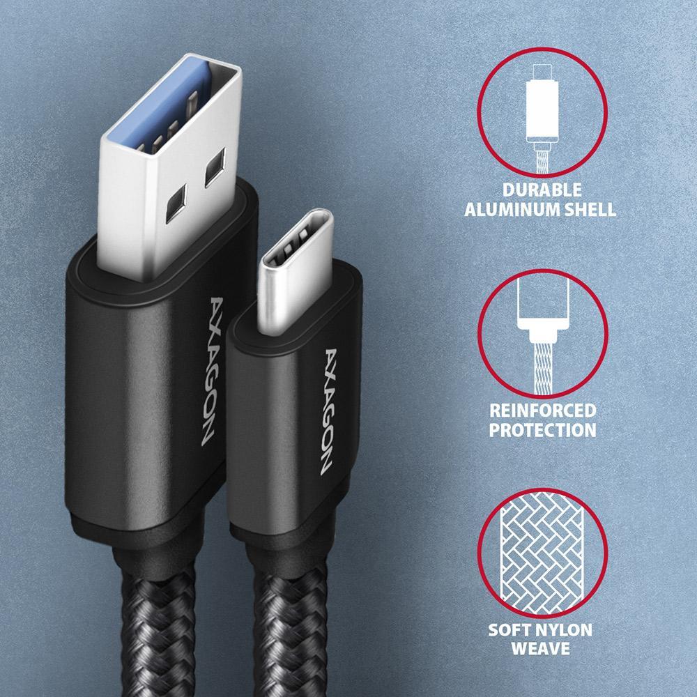 Kabel USB-C - USB-A USB 3.2 Gen 1 2m czarny Axagon - obrazek 3