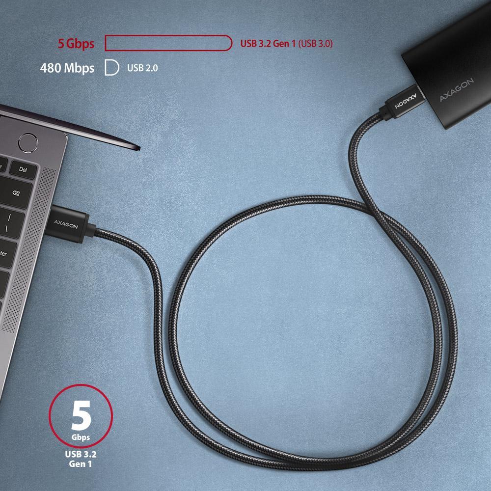 Kabel USB-C - USB-A USB 3.2 Gen 1 2m czarny Axagon - obrazek 5