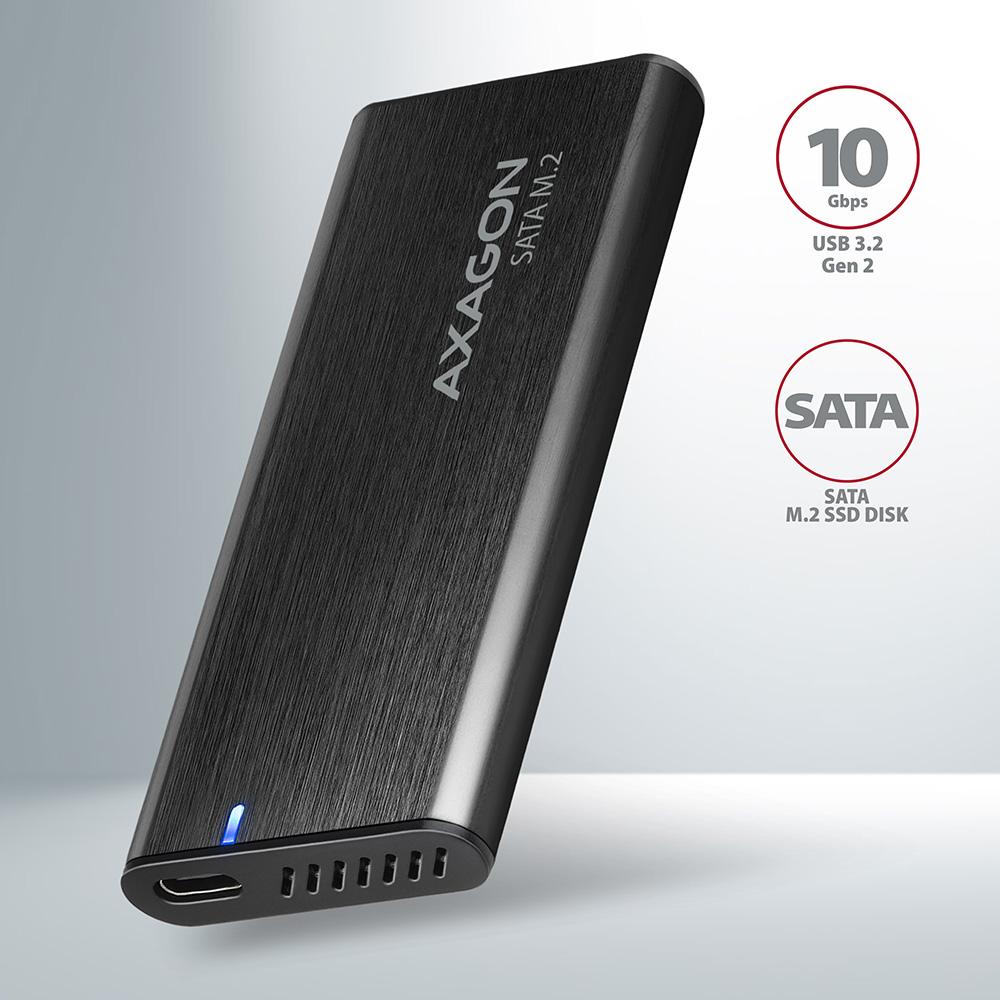 Obudowa zewnętrzna Axagon do dysków M.2 SATA SSD/ USB-C 3.2 Gen2 - obrazek 2