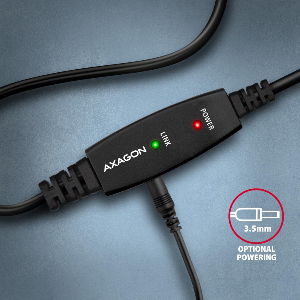 Aktywny kabel połączeniowy/wzmacniacz USB 2.0 A-M -> B-M 10 m czarny Axagon - obrazek 6