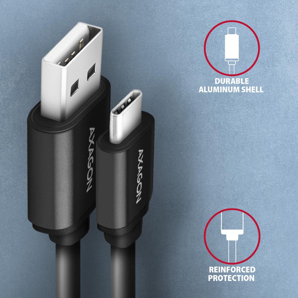 Kabel USB-C - USB-A Twister USB 2.0, 0.6m czarny Axagon - obrazek 3