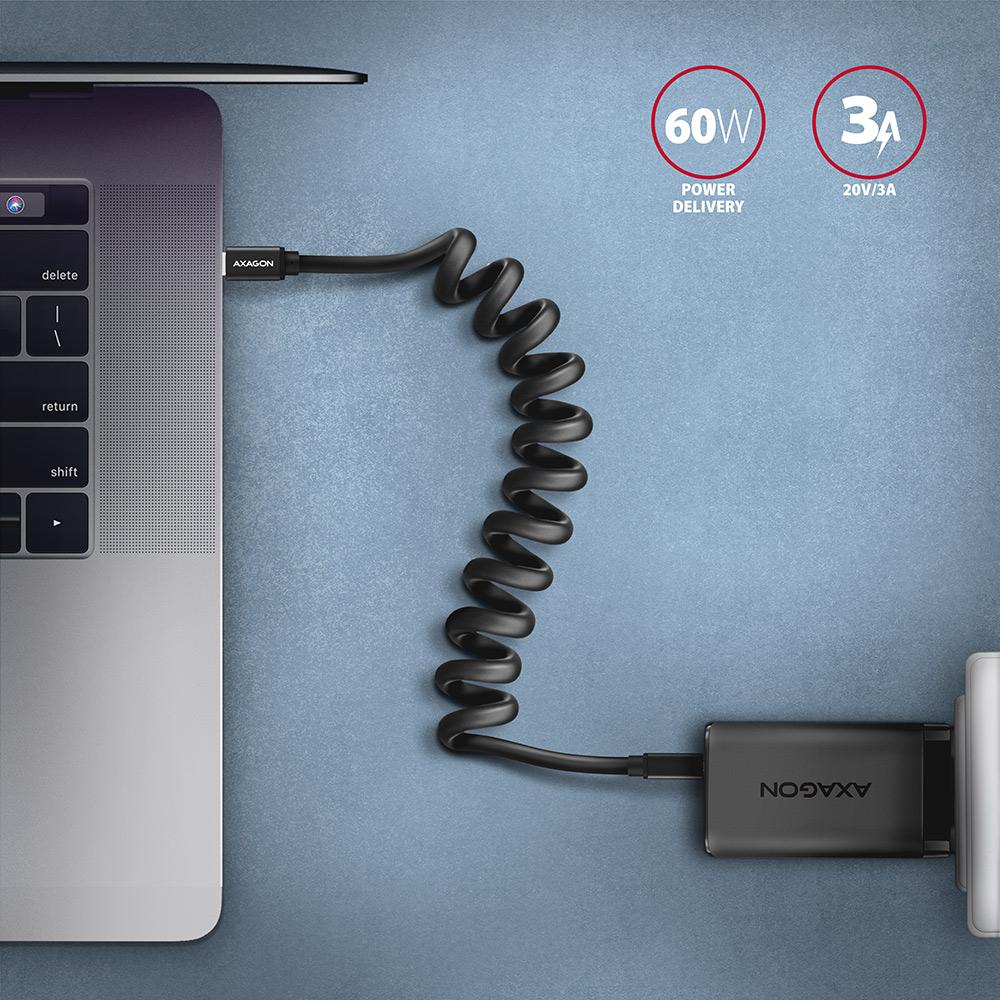 Kabel USB-C - USB-C Twister 0.6m czarny Axagon - obrazek 5