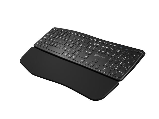 Klawiatura Ergonomczna PORIFERA, Slim, bezprzewodowa 2.4 GHz, BT 5.0, podświetlana, czarna - obrazek 3