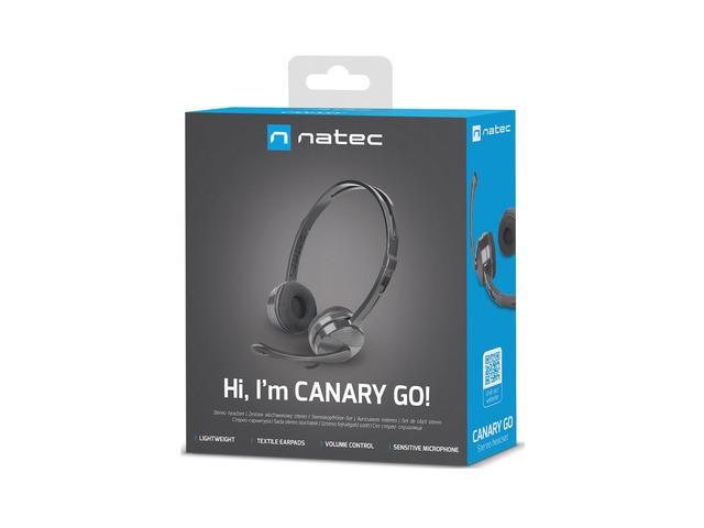 Słuchwki nauszne stereo CANARY GO z mikrofonem i regulacją, Mini Jack 3.5 mm, 2m, czarne - obrazek 6