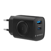 Ładowarka sieciowa do Apple Watch + 1x USB-A + 1x USB-C 20W czarna Gembird