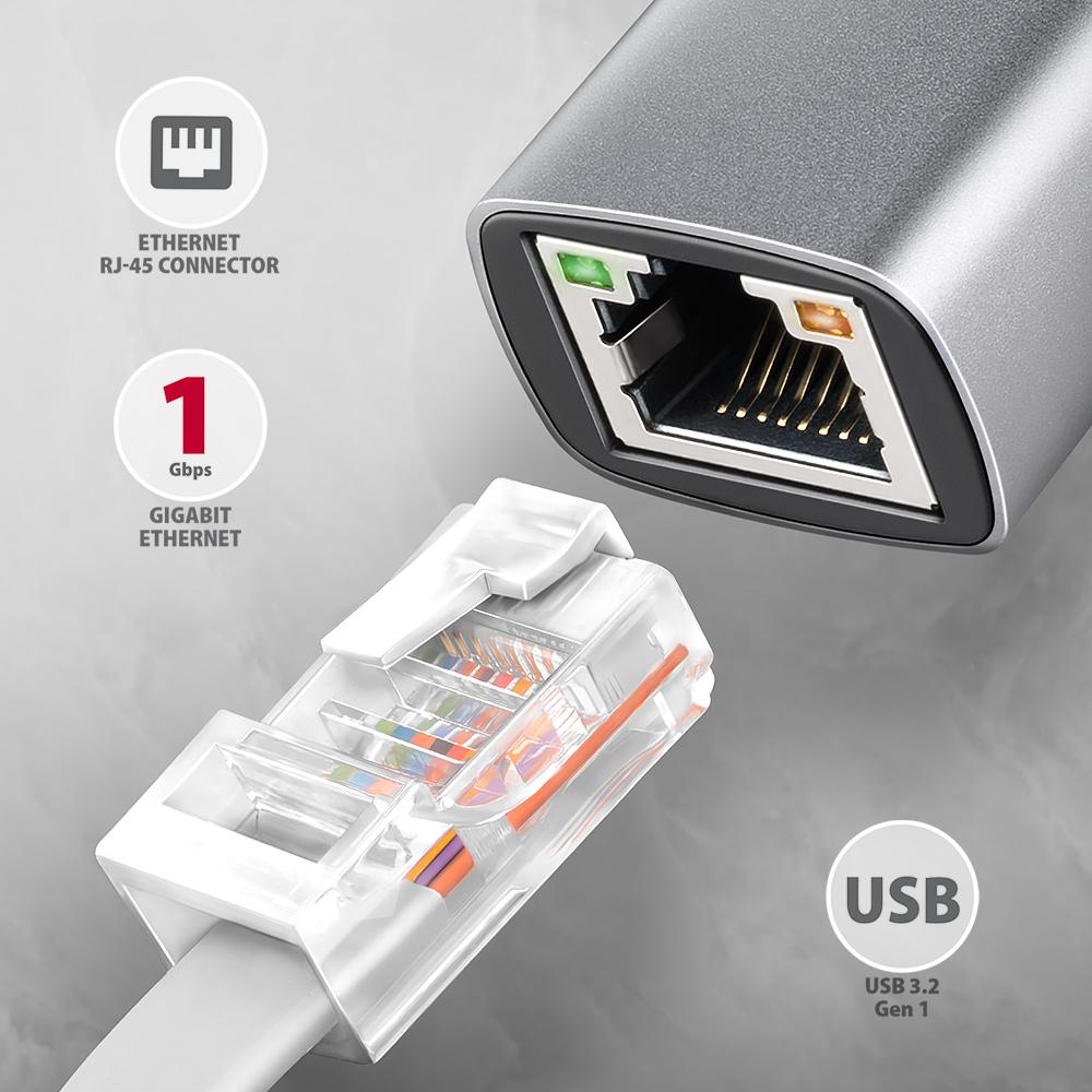 Karta sieciowa Axagon ADE-TXPD USB3.2 Gen 1 Type-C / Gigabit Ethernet 10/100/1000 - obrazek 3