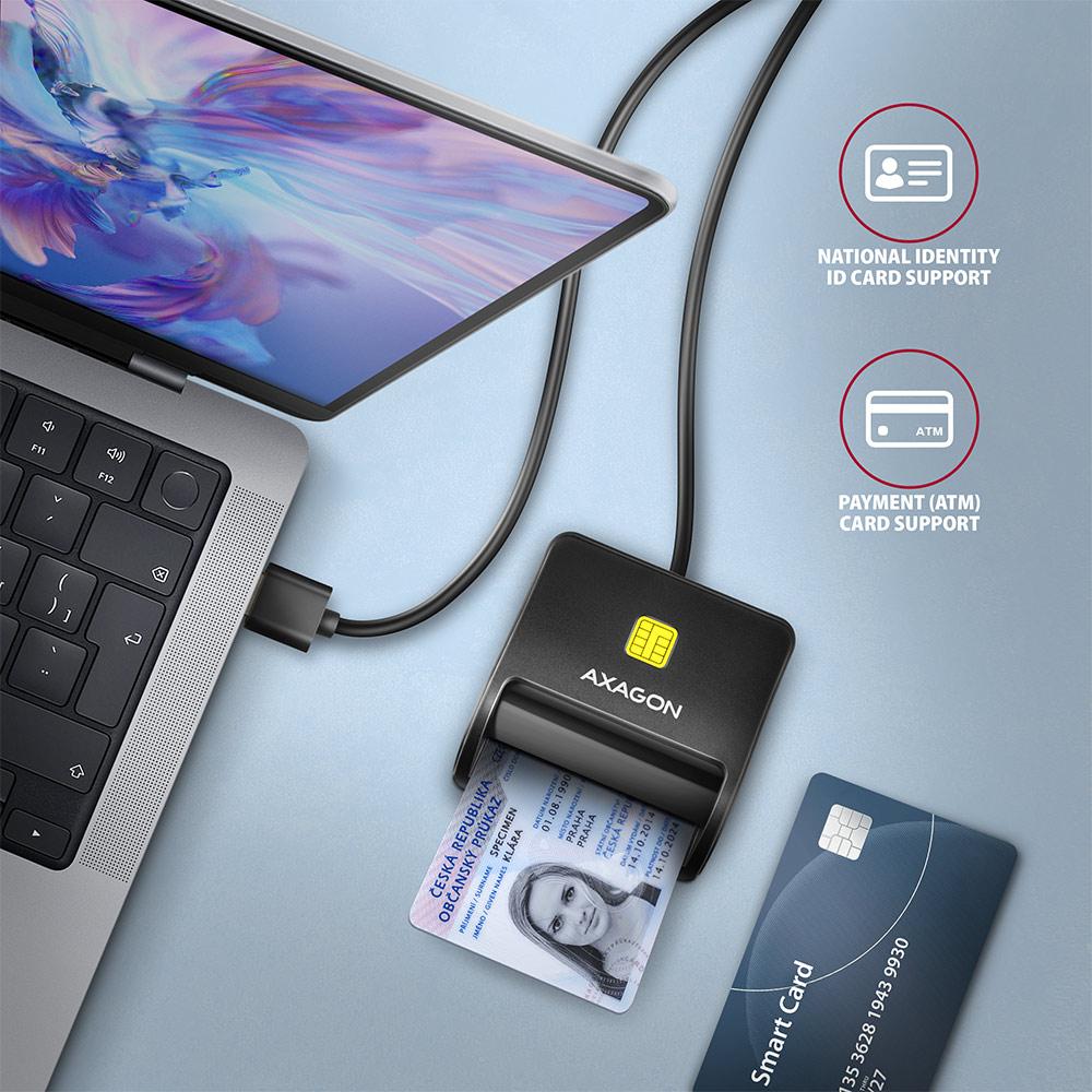 Zewnętrzny czytnik kart identyfikacyjnych Axagon CRE-SM3N Smart Card USB 2.0 - obrazek 2