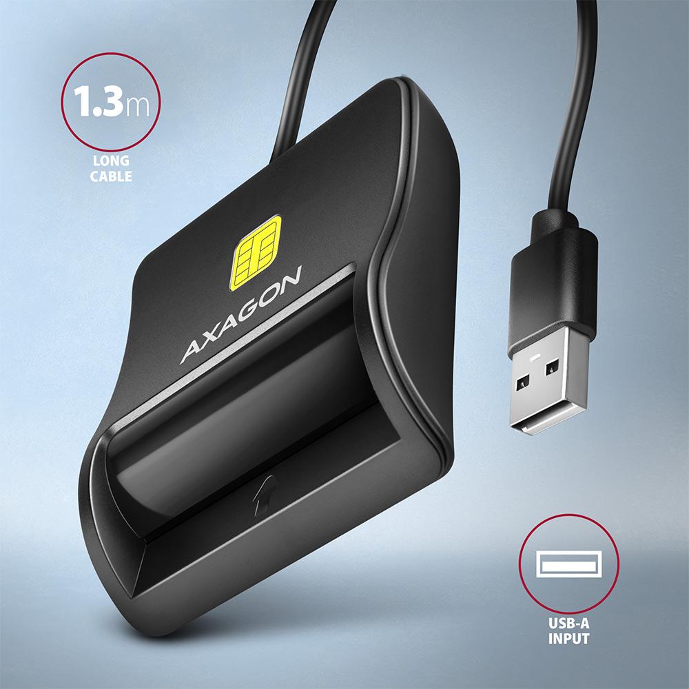Zewnętrzny czytnik kart identyfikacyjnych Axagon CRE-SM3N Smart Card USB 2.0 - obrazek 3