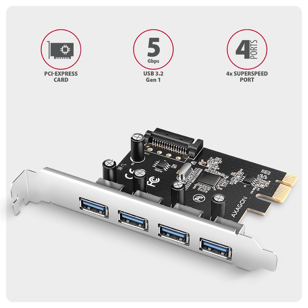 Kontroler PCIe 4x USB 3.2 Gen 1 Axagon PCEU-430RS - obrazek 2