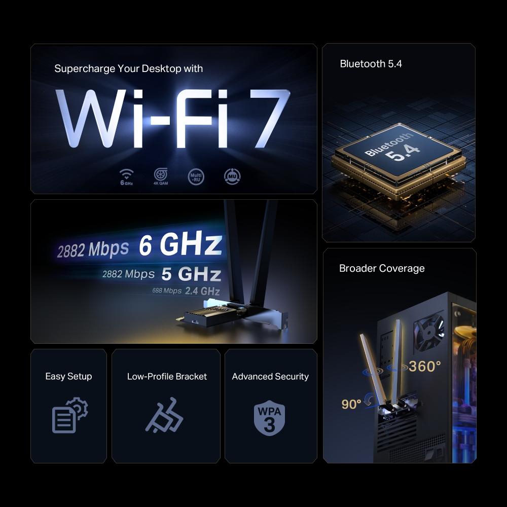 Karta sieciowa TP-Link PCI-E BE6500 Archer TBE400E - obrazek 4