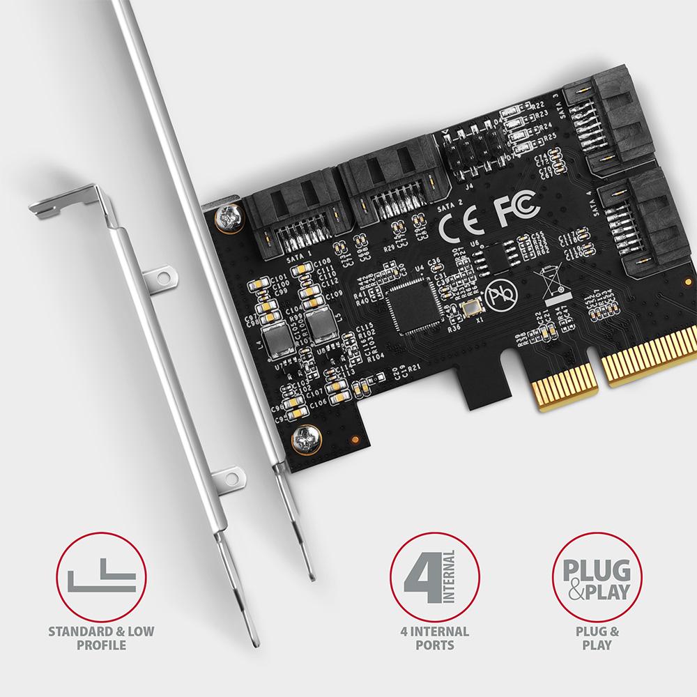 Kontroler PCIe Axagon PCES-SA4X4 4x wewnętrzny port SATA 6G - obrazek 3