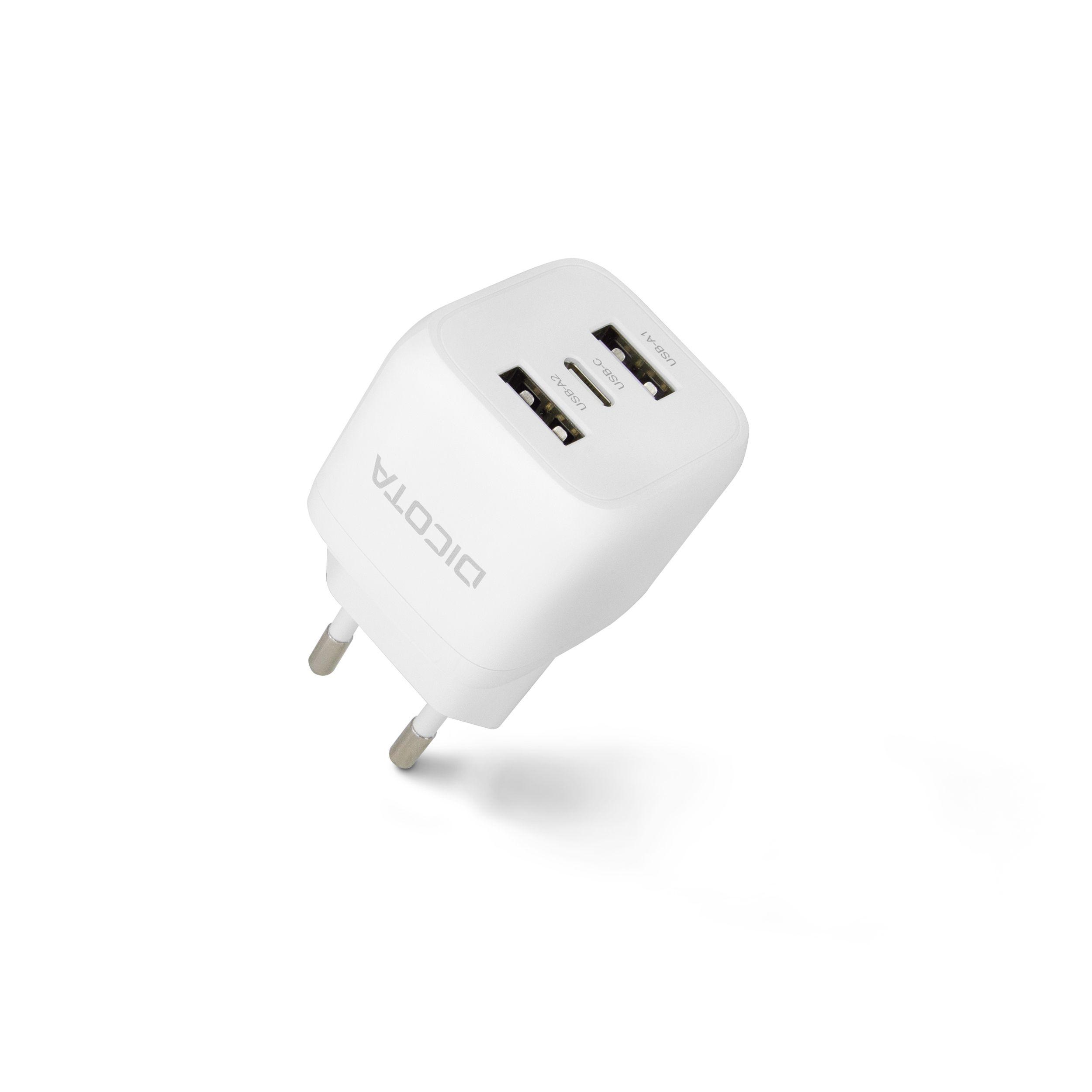 Ładowarka sieciowa GaN Dicota 2x USB-A 1x USB-C 32W biała - obrazek 3
