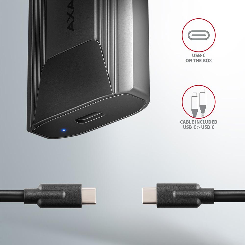 Obudowa zewnętrzna Axagon do dysków M.2 NVMe & SATA SSD/USB-C 3.2 G2, 30-80mm, UASP, TRIM czarna - obrazek 7