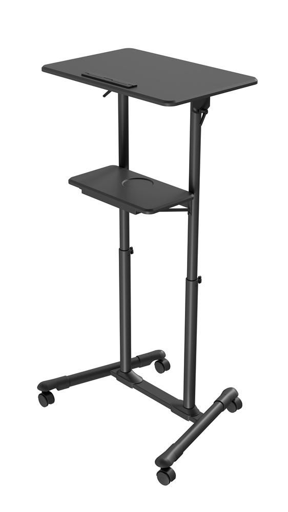 Stojak mobilny z kółkami z regulacją wysokości czarny Gembird - obrazek 2