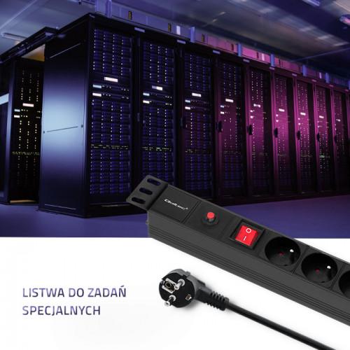 Listwa zasilająca antyprzepięciowa Qoltec do szafy RACK 19 1U 16A PDU 6xFRENCH 2m czarna - obrazek 5