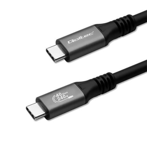 Kabel USB-C Qoltec PD 240W USB4 Thunderbolt 3/4 4K 40Gb/s 1m czarny - obrazek 2