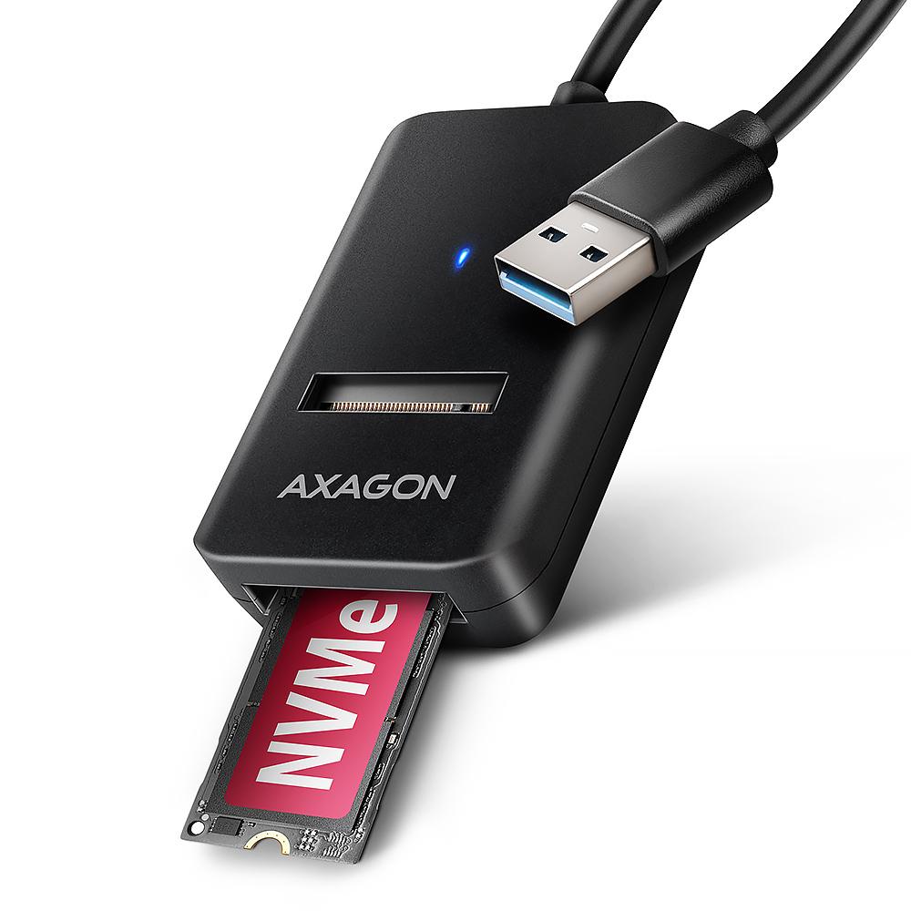 Stacja dokująca/adapter Axagon USB3.2 Gen 2 USB-A > M.2 NVMe/SATA SSD