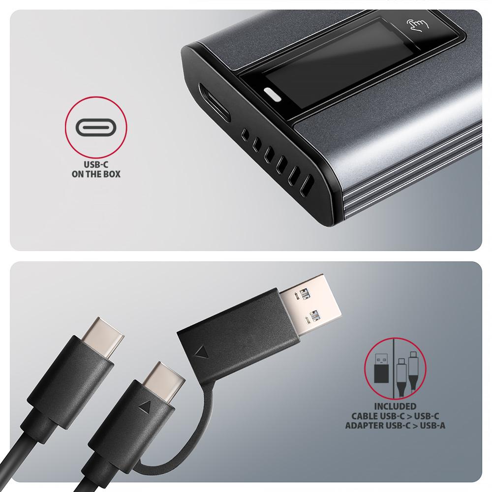 Obudowa zewnętrzna Axagon aluminiowa bezśrubowa, wyśw. LCD, do dysków M.2 NVMe & SATA SSD/ USB-C 3.2 G2 szara - obrazek 6
