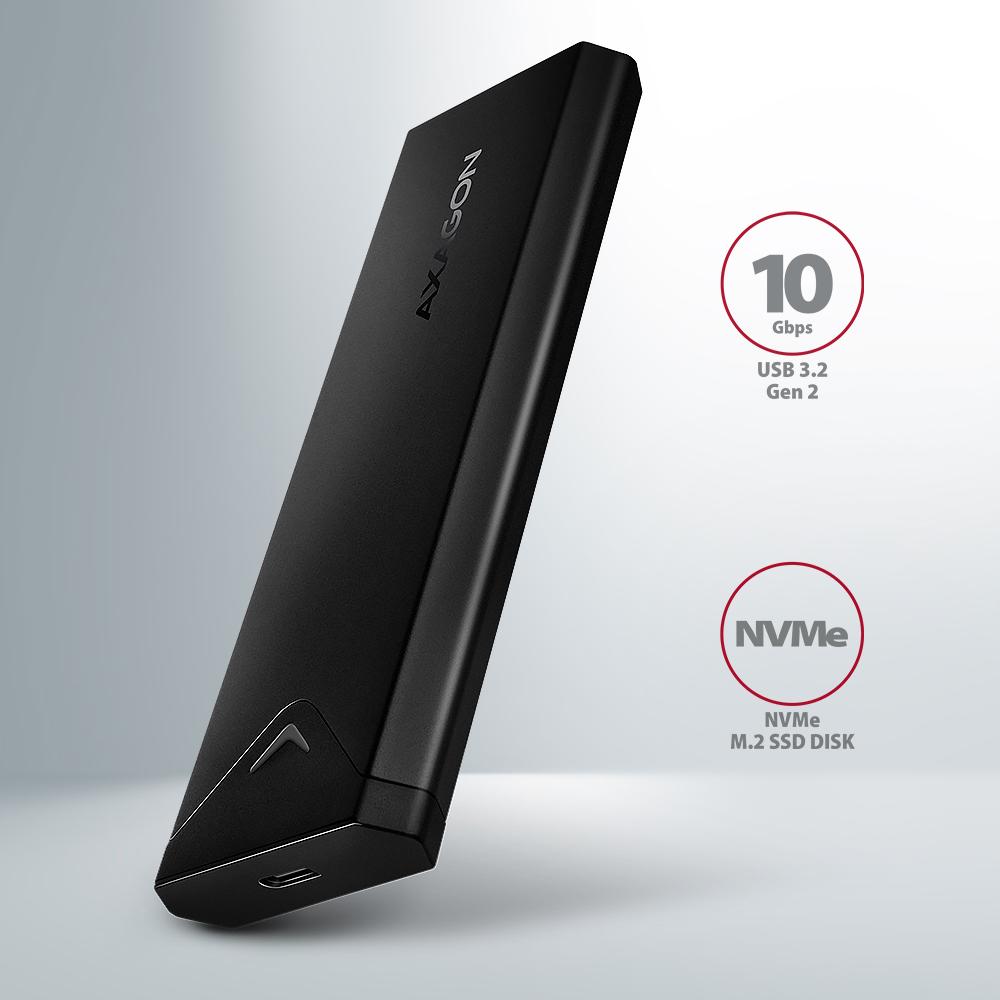Obudowa zewnętrzna Axagon do dysków M.2 NVMe SSD/ USB-C 3.2 G2 czarna - obrazek 2