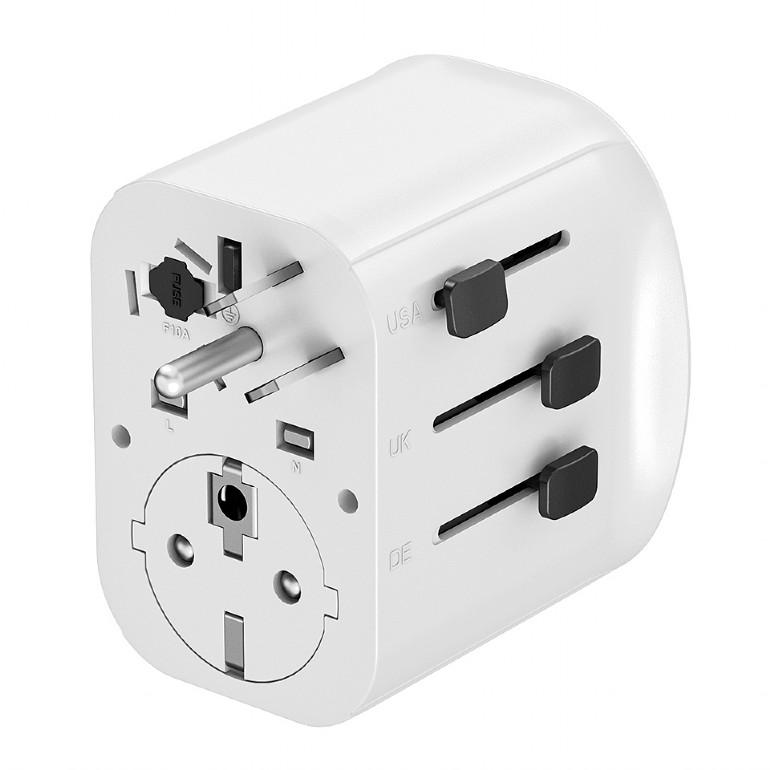 Uniwersalny adapter zasilania Gembird TPA-EU2A1C15-01-W z ładowarką 1 x USB-C, 2 x USB-A, 15W, GaN, biały - obrazek 3
