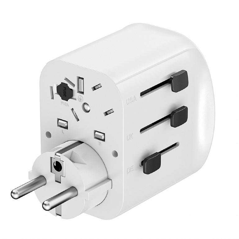 Uniwersalny adapter zasilania Gembird TPA-EU2A1C15-01-W z ładowarką 1 x USB-C, 2 x USB-A, 15W, GaN, biały - obrazek 5