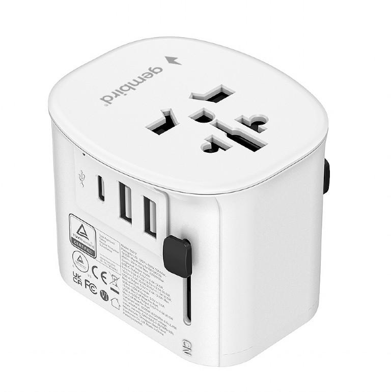 Uniwersalny adapter zasilania Gembird TPA-EU2A1C15-01-W z ładowarką 1 x USB-C, 2 x USB-A, 15W, GaN, biały - obrazek 7