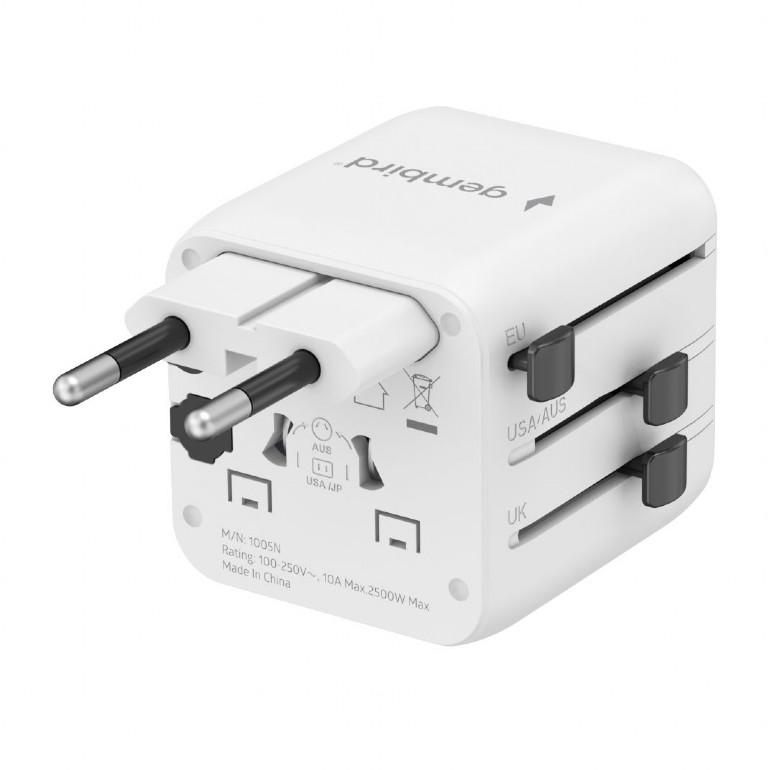 Uniwersalny adapter zasilania Gembird TPA-INT-01-W wtyk US,UK,EU,AU - gniazdo uniwersalne - obrazek 2