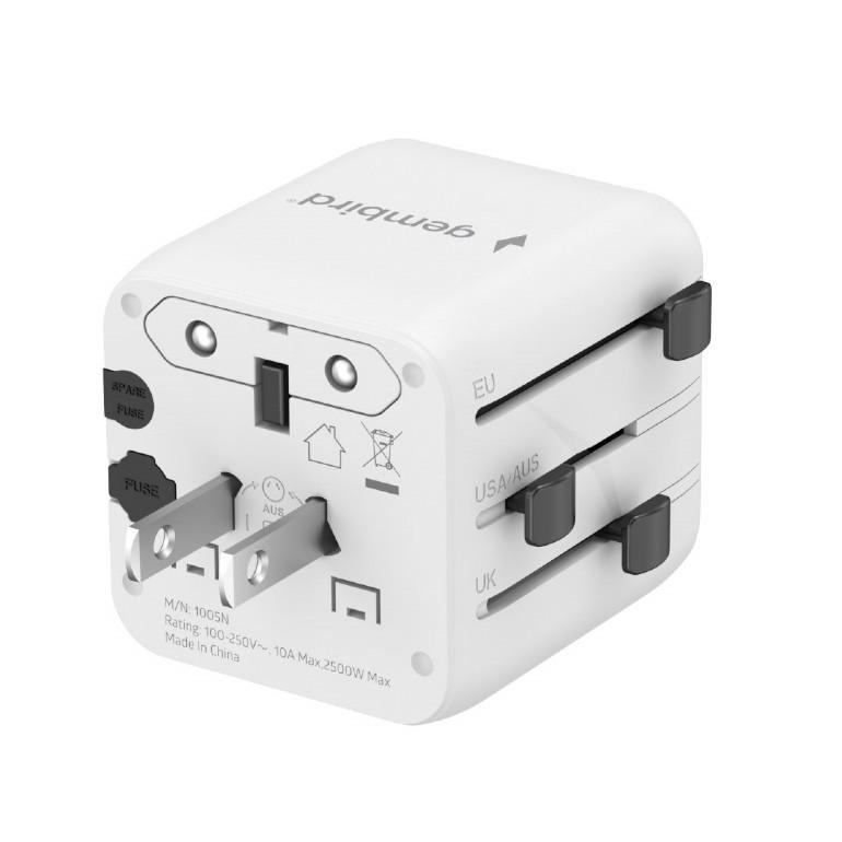 Uniwersalny adapter zasilania Gembird TPA-INT-01-W wtyk US,UK,EU,AU - gniazdo uniwersalne - obrazek 3