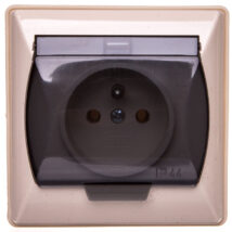 AKCENT Gniazdo bryzgoszczelne z/u IP44 klapka przezroczysta beżowe GPH-1AZ/01/d