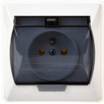 AKCENT Gniazdo bryzgoszczelne z/u IP44 klapka przezroczysta białe GPH-1AZ/00/d