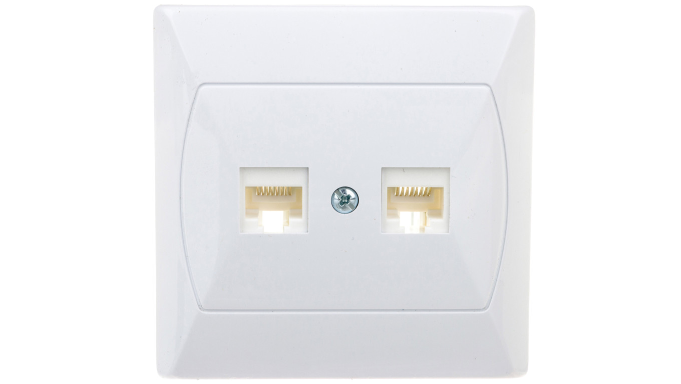 AKCENT Gniazdo komputerowe podwójne RJ45 kat.5e FOREX białe GPK-2A/F/00