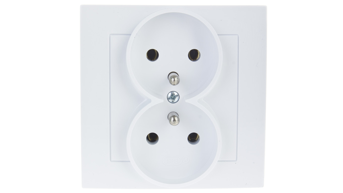 AS Gniazdo podwójne z/u białe GP-2GZ/00