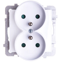 AS Gniazdo podwójne z/u z przesłonami białe GP-2GRZP/m/00