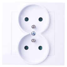 AS Gniazdo podwójne z/u z przesłonami białe GP-2GZP/00