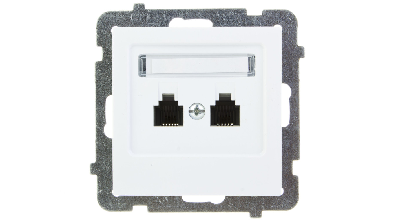 AS Gniazdo telefoniczne podwójne RJ11 niezależne białe GPT-2GN/m/00