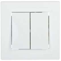 Przycisk Asfora podwójny zaciski śrubowe biały z ramką EPH1100321