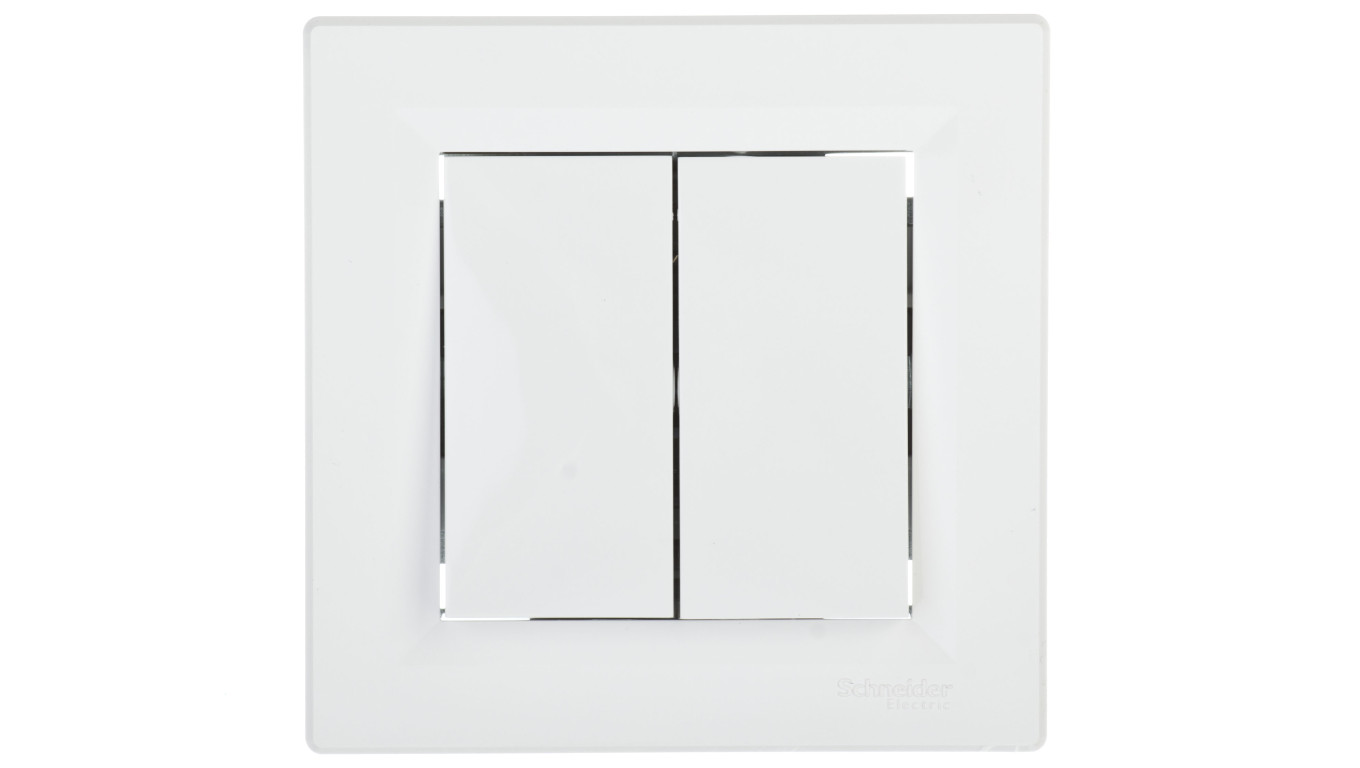 Przycisk Asfora podwójny zaciski śrubowe biały z ramką EPH1100321