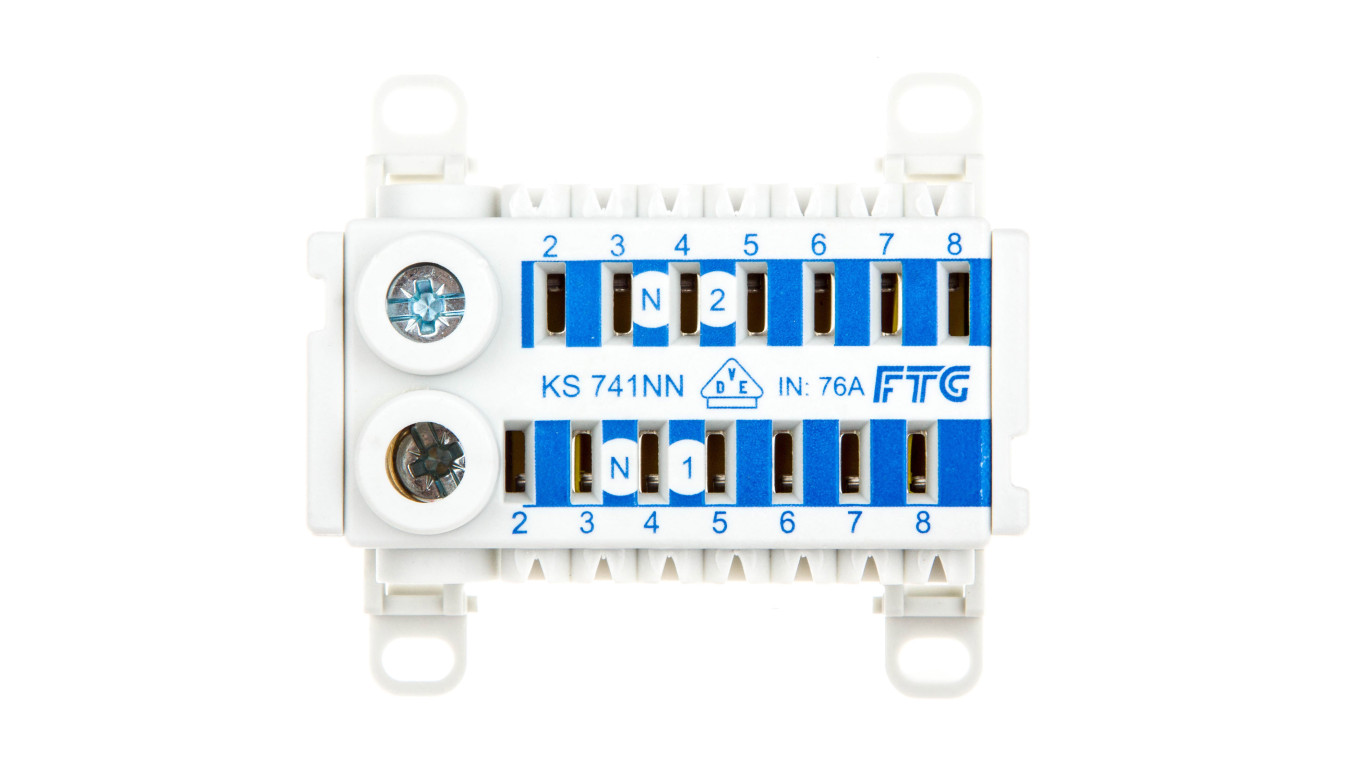 Blok rozdzielczy CU ECB 2-polowy 2x25mm2 , 2x (7x4mm2) niebieski KS741NN