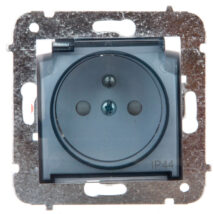 CARLA Gniazdo pojedyncze z/u IP44 z klapką transparentną i przesłonami białe 1766-10