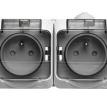 Cedar Plus Gniazdo hermetyczne podwójne z/u 16A IP44 szare WDE000624