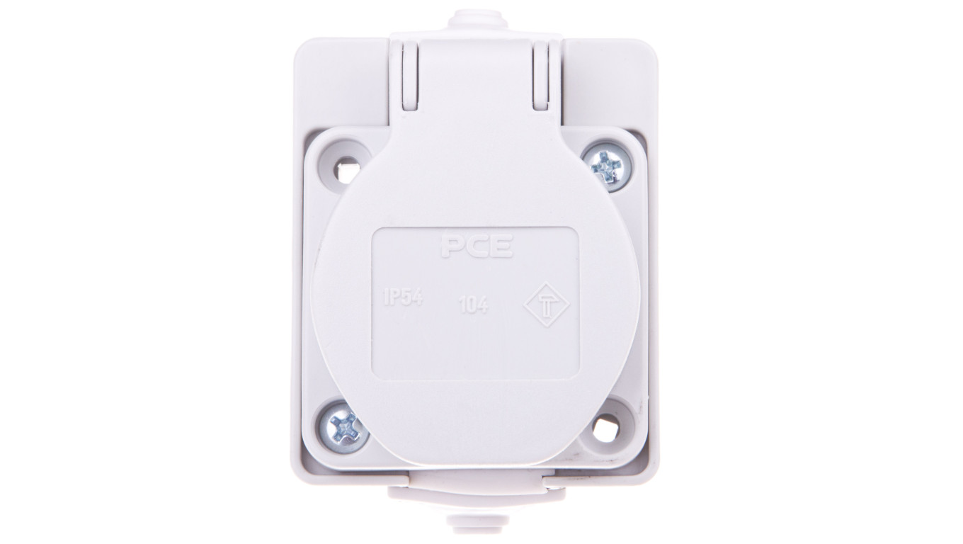 Gniazdo tablicowe 10/16A 2P+Z 230V szare IP44 /z puszką/ 104-0gp