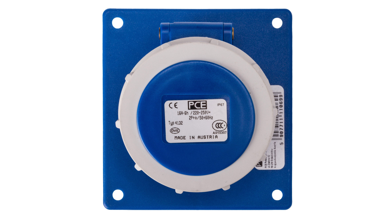 Gniazdo tablicowe skośne 16A 3P 230V niebieskie IP67 POWER TWIST 4132-6