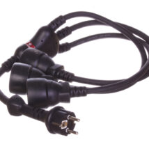 HELMO Przedłużacz trójdzielny gumowy 3x2P+Z 0,8m IP20 czarny 50577