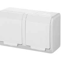 Hermes Gniazdo hermetyczne podwójne natynkowe z uziemieniem 16A IP44 białe GNT 0322-02