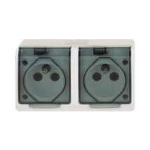 Hermes Gniazdo hermetyczne podwójne natynkowe z uziemieniem 16A IP44 z klapką dymną białe GNT 0322-01