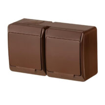 Hermes Gniazdo hermetyczne podwójne z/u 16A IP44 brązowe GNT 0322-06