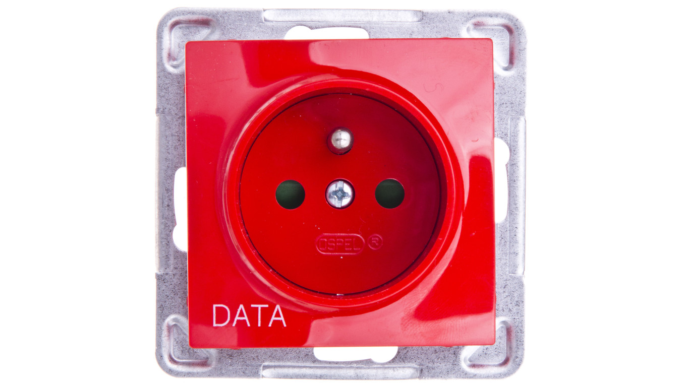 IMPRESJA Gniazdo pojedyncze z/u DATA z przesłonami czerwone GP-1YZDP/m/00