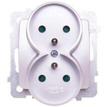 KARO Gniazdo podwójne z/u z przesłonami srebrny perłowy GP-2SRZP/m/43