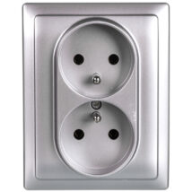 KOS66 Gniazdo podwójne z/u kompletne aluminium 664036